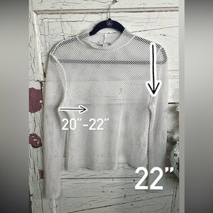 Topshop White Mesh Top • Sz L / 12 • 100% Polyester * Layering • Goth *